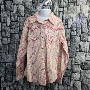 Cowgirl Hardware Western Paisley Rodeo Retro Pearl Snap Shirt. Medium